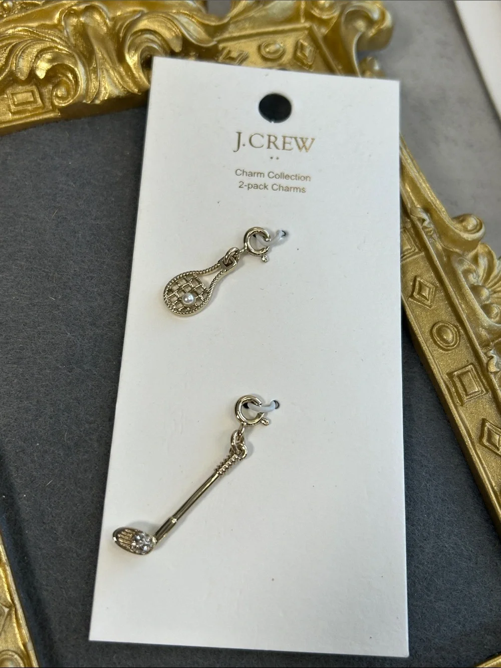 J. Crew Gold-Tone Charm Set with Red and Black Enamel Accents